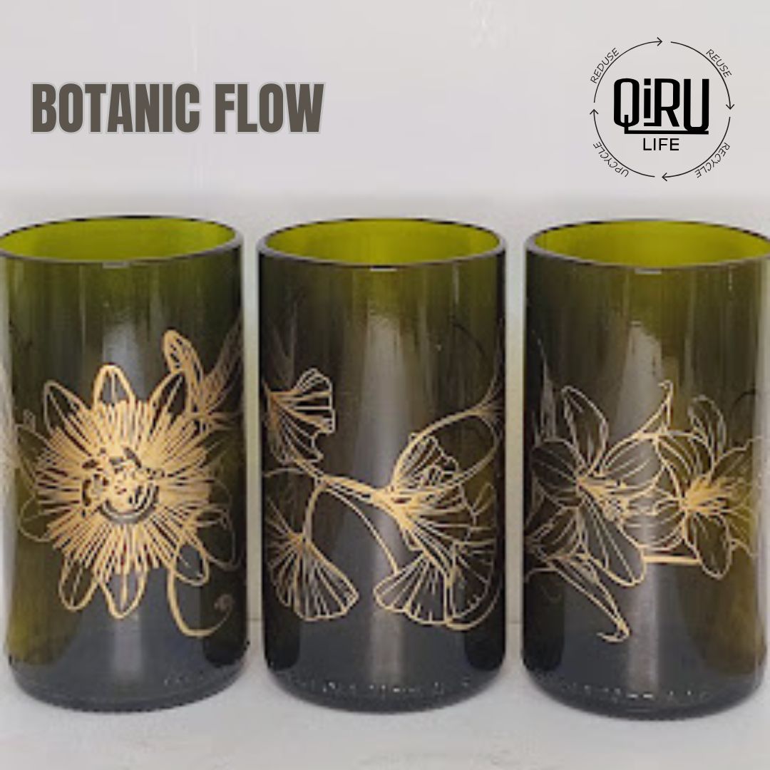 Botanic Flow - Alejandra Cardona , Pack 3 Bicchieri Upcycled