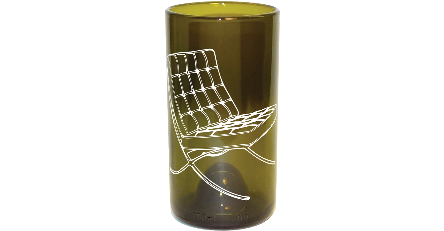 Set Bicchiere vetro Riciclato Designer Chairs Vol.3 350ml Marrone/Bianco