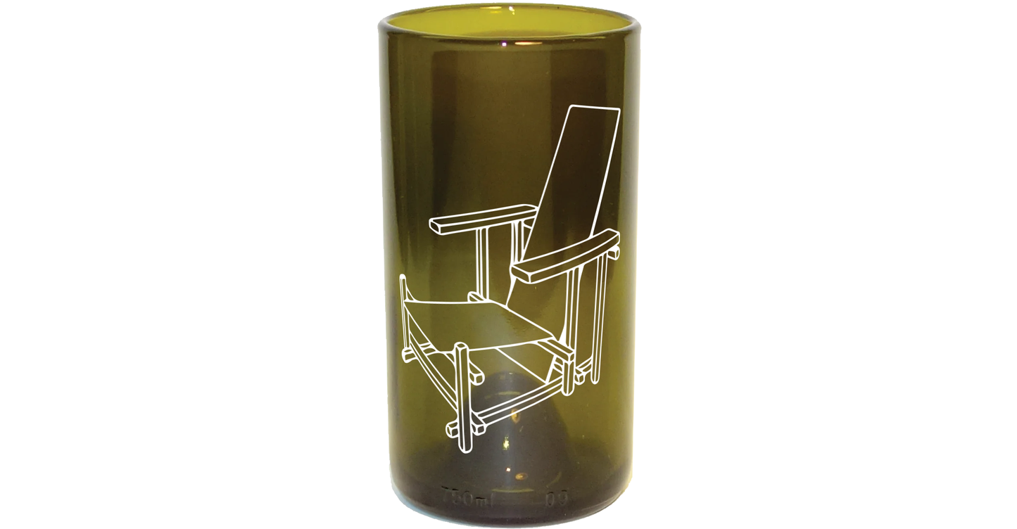 Set Bicchiere vetro Riciclato Designer Chairs Vol.3 350ml Marrone/Bianco