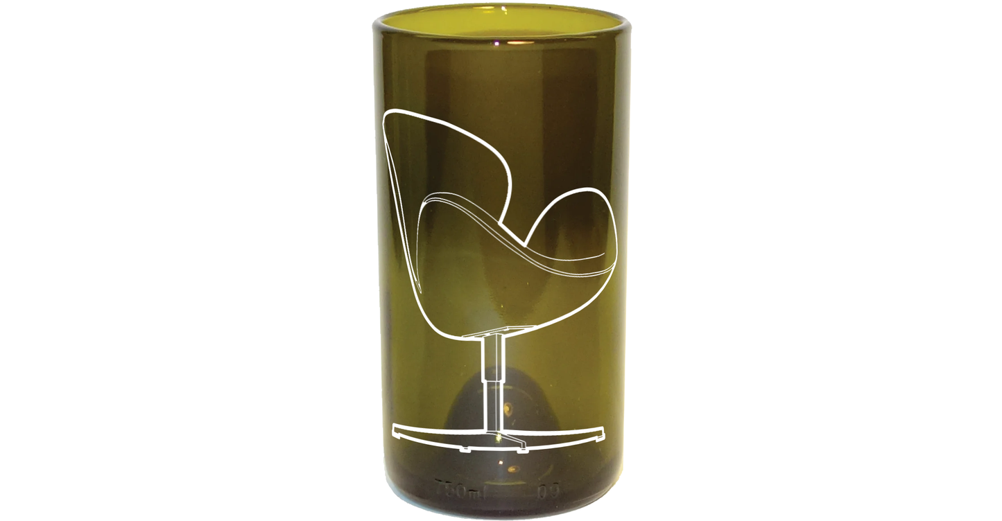 Set Bicchiere vetro Riciclato Designer Chairs Vol.3 350ml Marrone/Bianco
