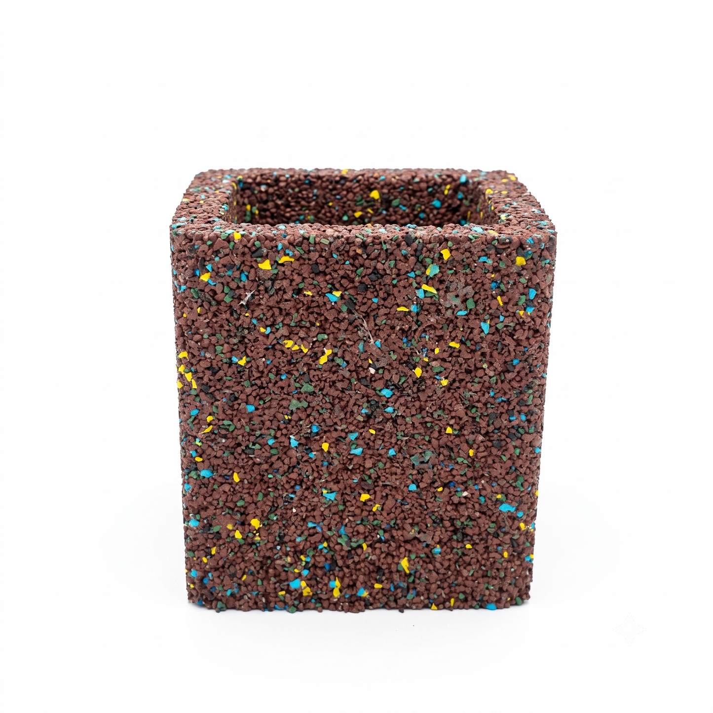 Vaso cubo in gomma riciclata da pneumatici, colore Terra