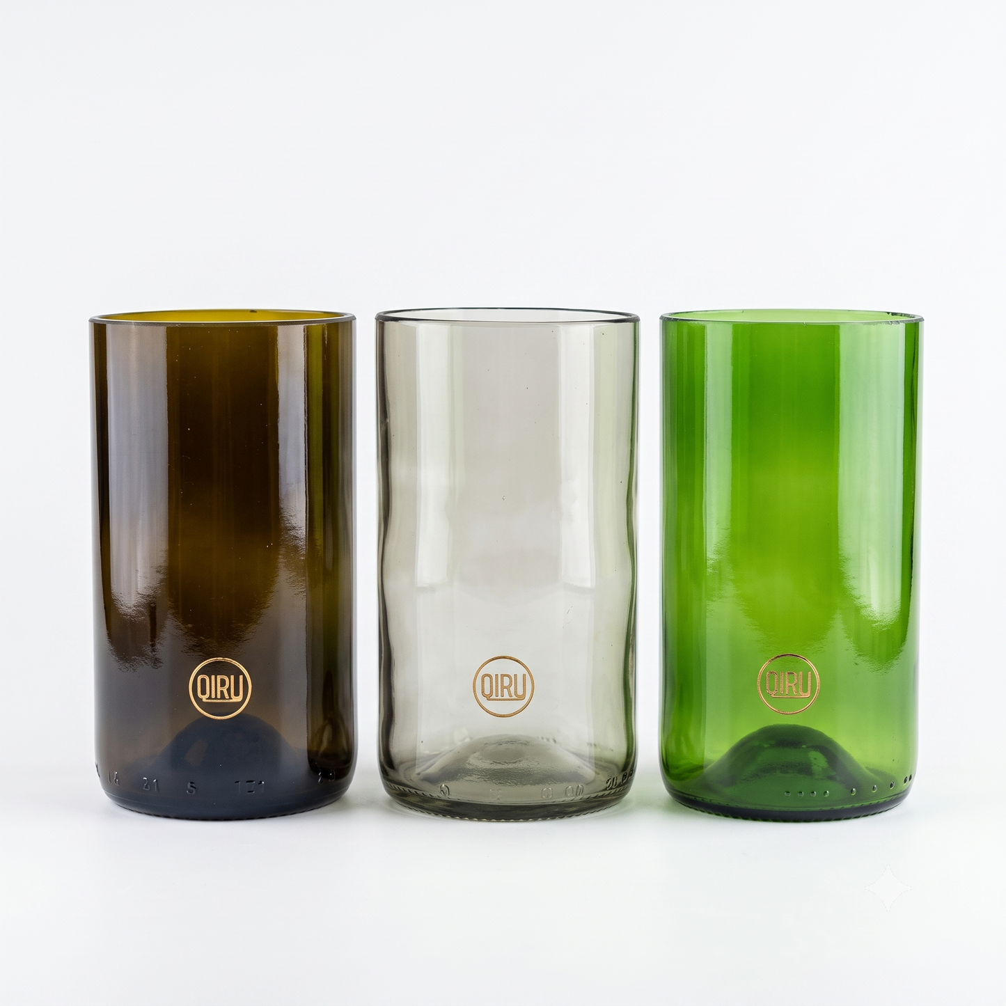 Set Bicchiere vetro Riciclato MIX 350ml Marrone_verde_trasparente/oro