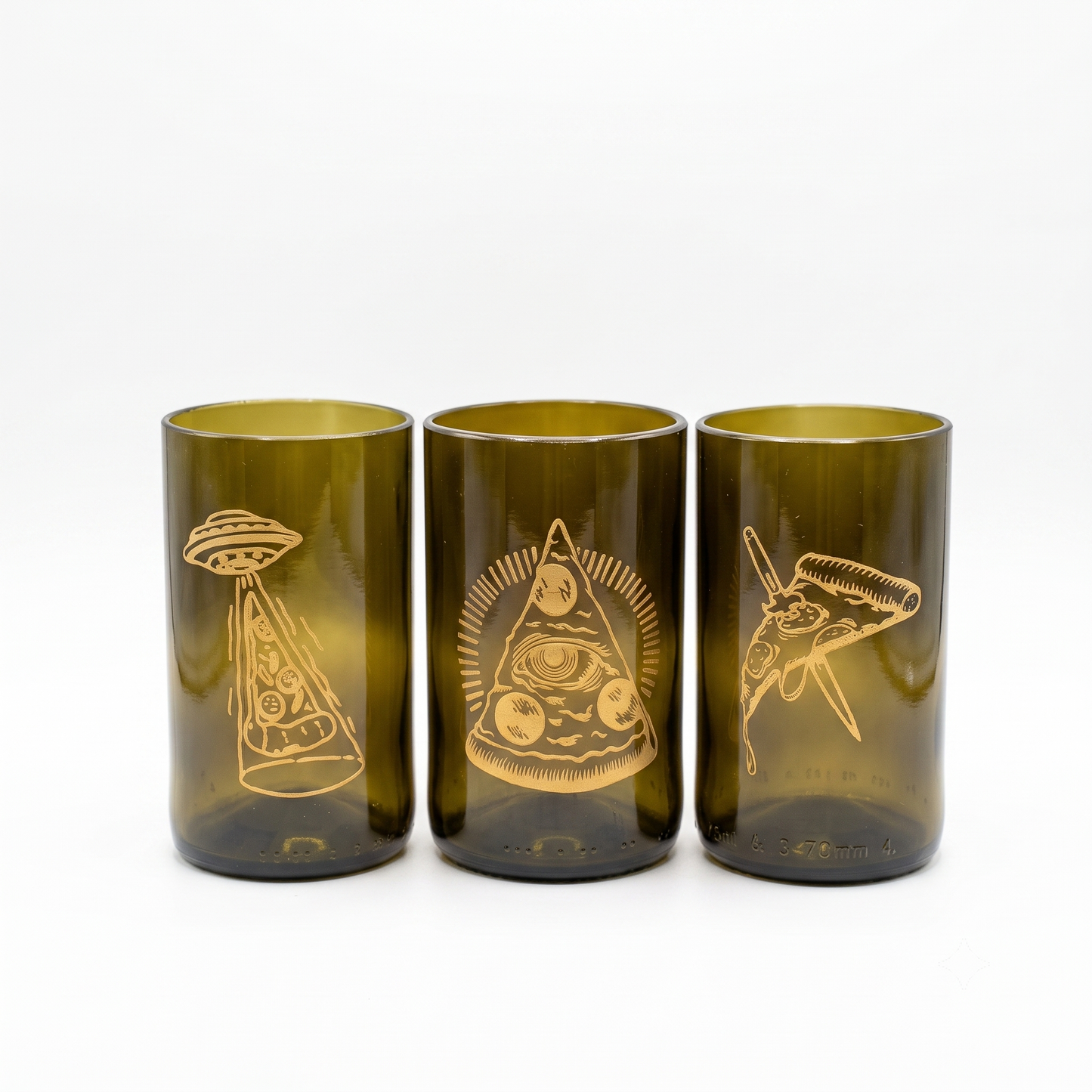 Set Bicchiere vetro Riciclato It's Pizza Time 350ml Marrone/ORO
