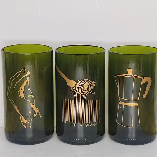 Set Bicchiere vetro Riciclato Italia 350ml Marrone/oro