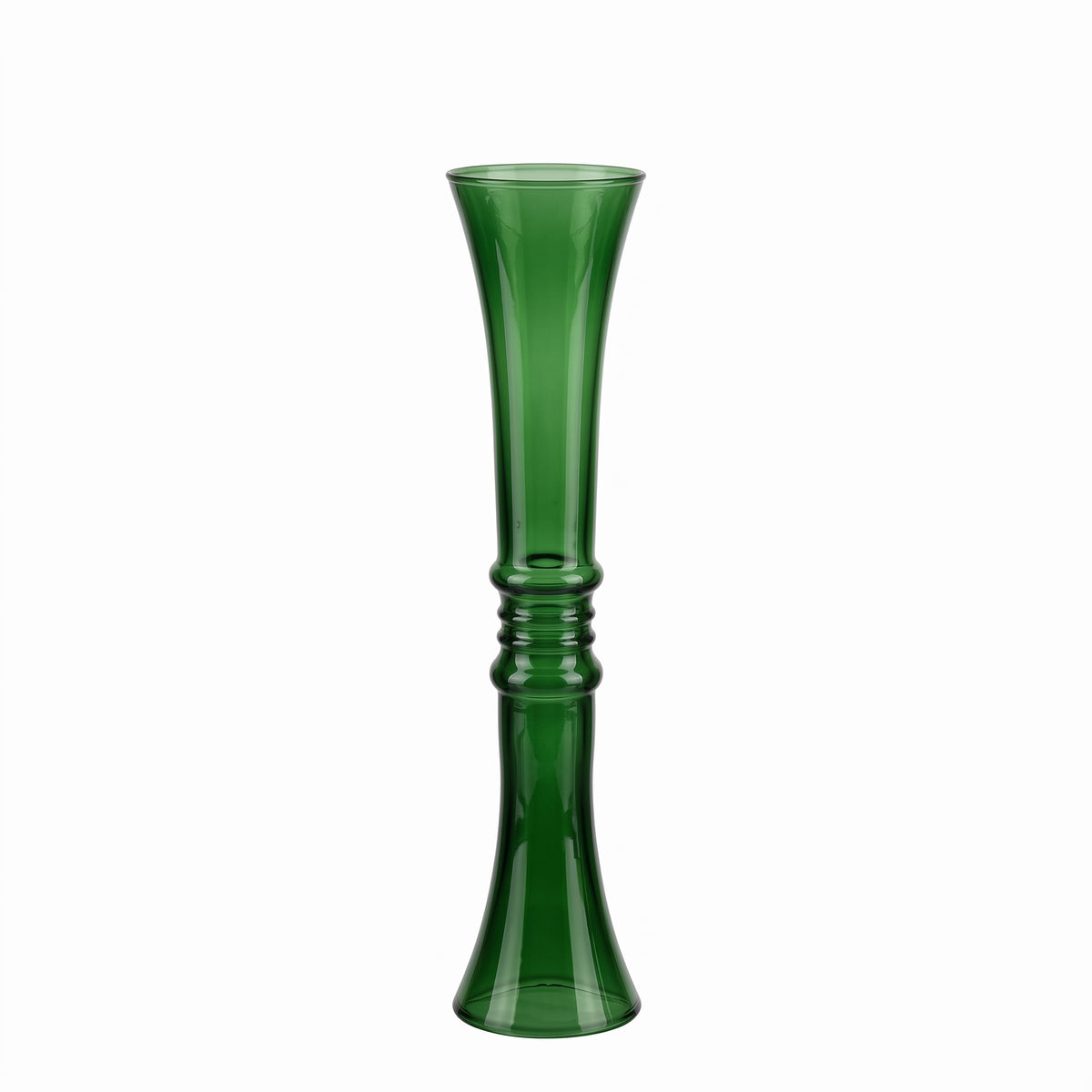 Candeliere artigianale verde in vetro recuperato da bottiglie