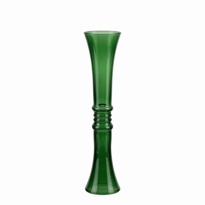 Candeliere artigianale verde in vetro recuperato da bottiglie