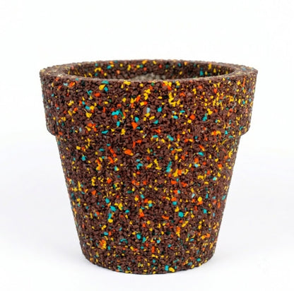 Vaso classico in gomma riciclata da pneumatici, colore terra