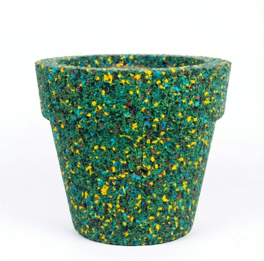 Vaso classico in gomma riciclata da pneumatici, colore verde