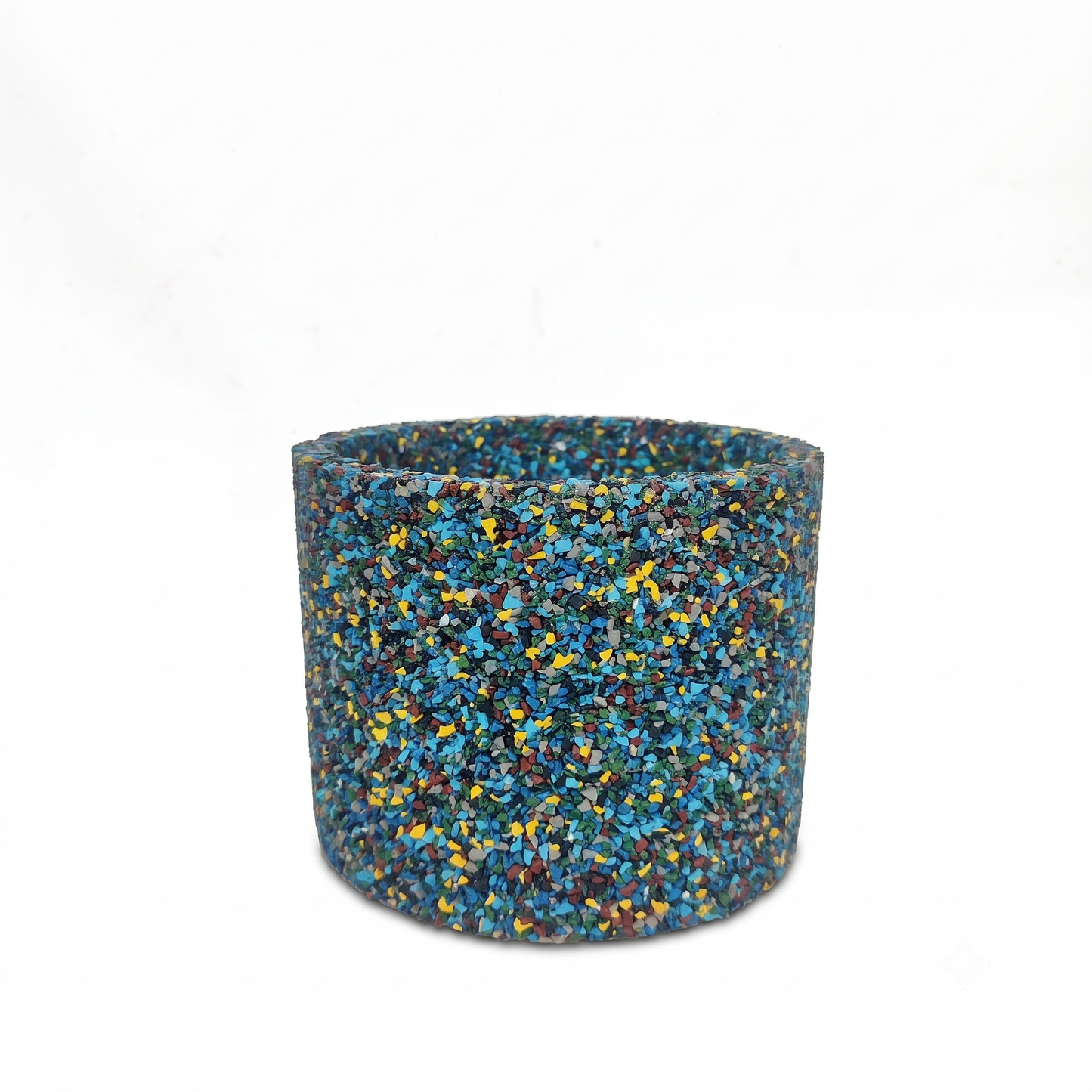Vaso cilindrico in gomma riciclata da pneumatici, colore blu