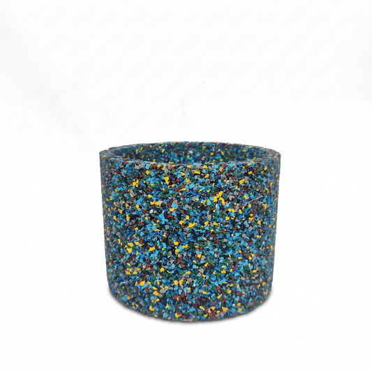 Vaso cilindrico in gomma riciclata da pneumatici, colore blu