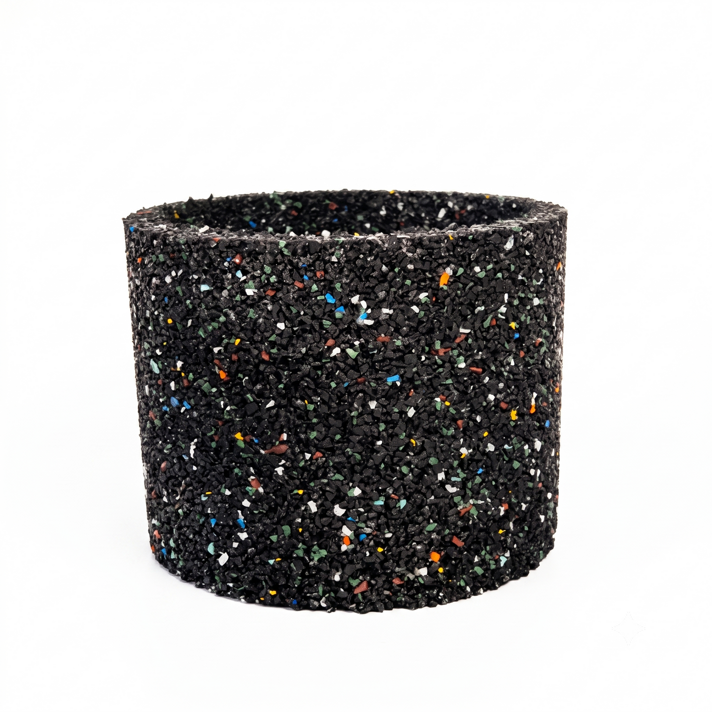 Vaso cilindrico in gomma riciclata da pneumatici, colore nero
