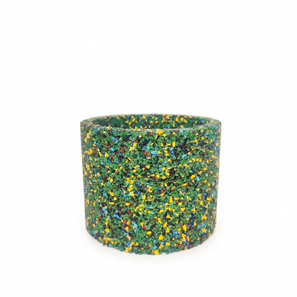 Vaso cilindrico in gomma riciclata da pneumatici, colore verde