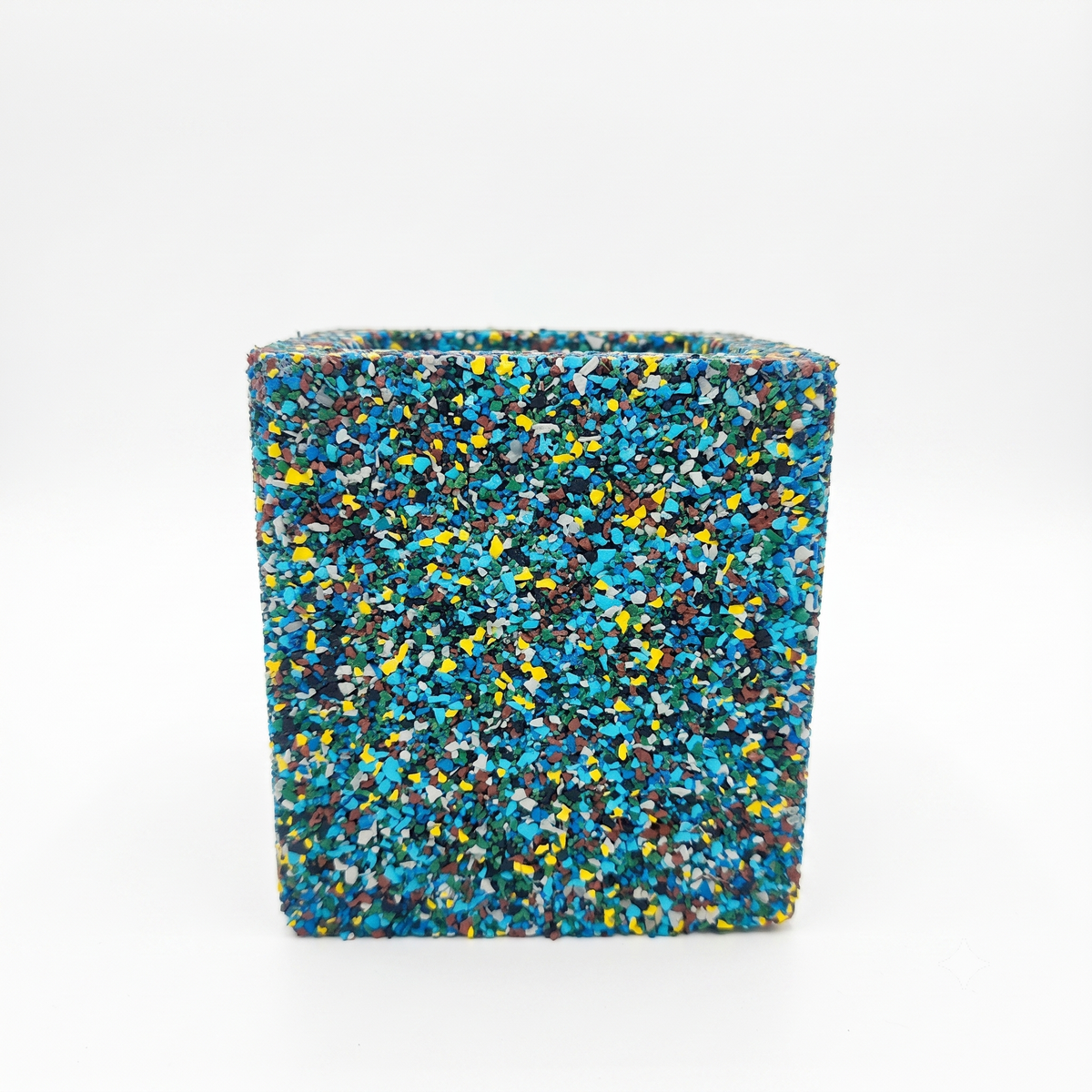 Vaso cubo in gomma riciclata da pneumatici, colore Blu