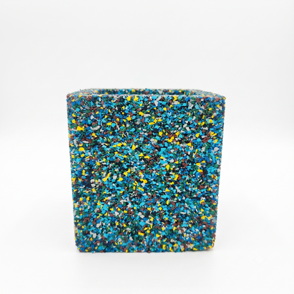 Vaso cubo in gomma riciclata da pneumatici, colore Blu