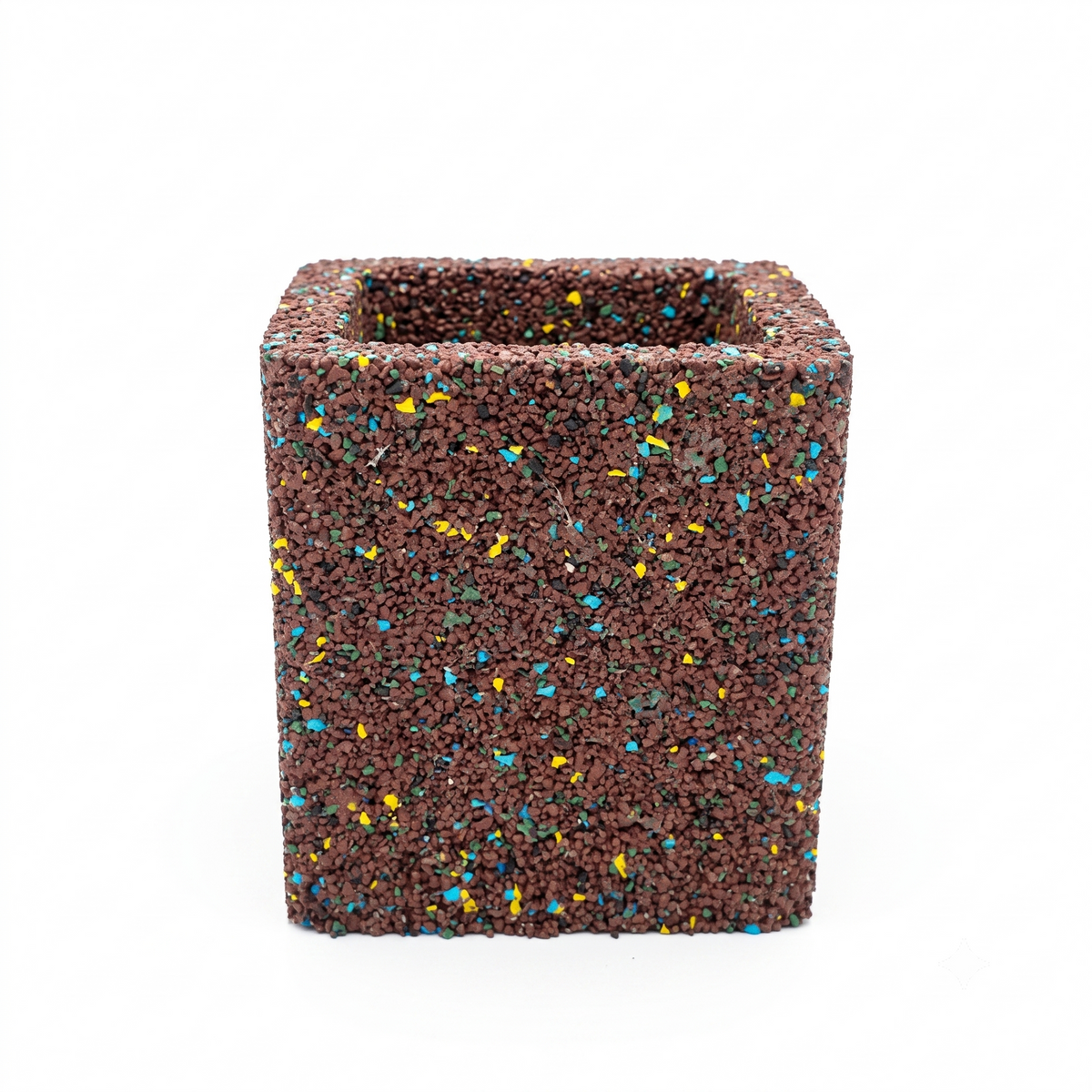 Vaso cubo in gomma riciclata da pneumatici, colore Terra