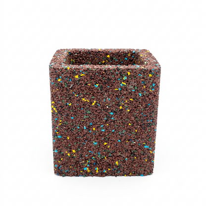 Vaso cubo in gomma riciclata da pneumatici, colore Terra