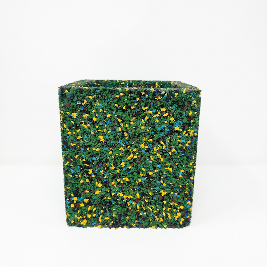 Vaso cubo in gomma riciclata da pneumatici, colore verde