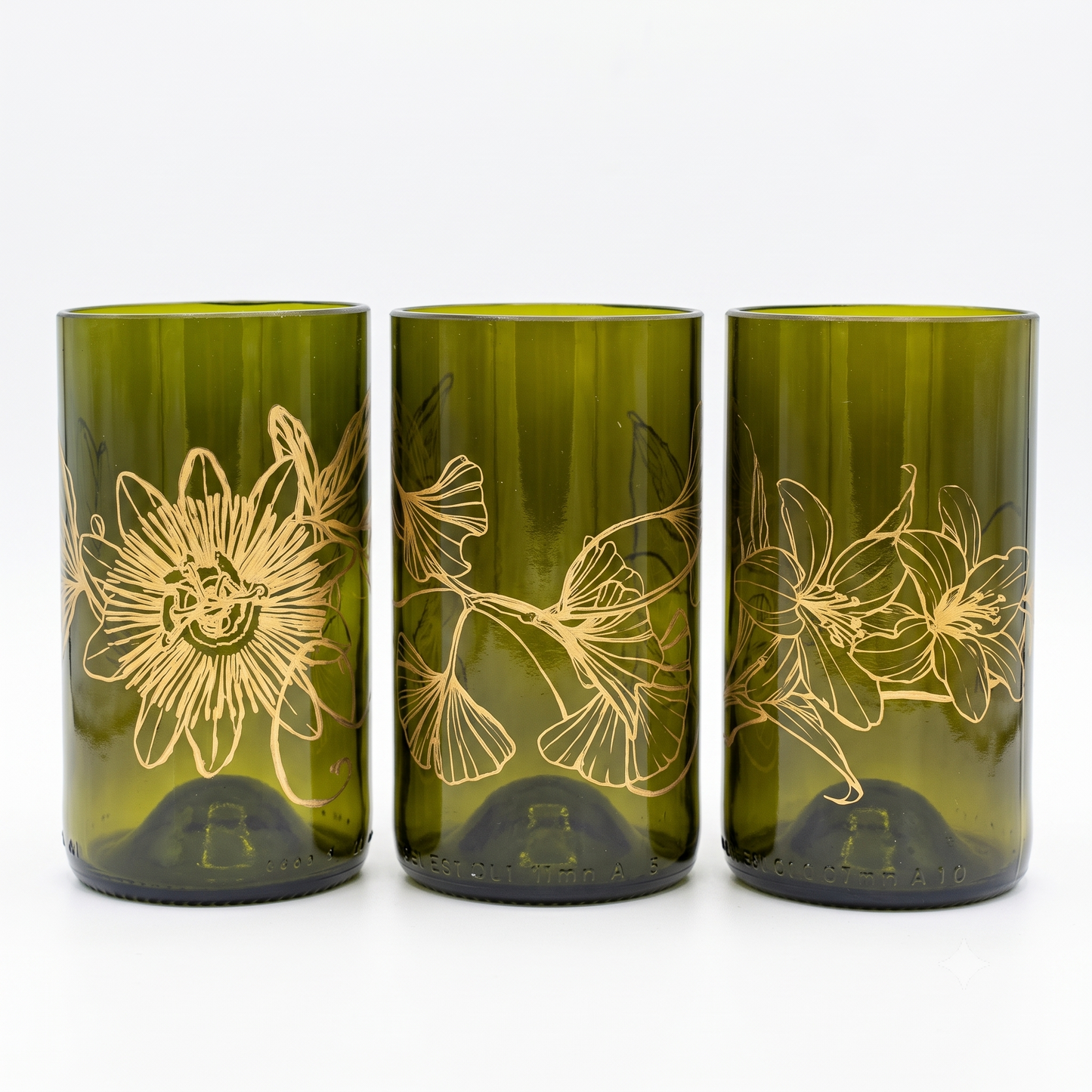 Botanic Flow - Alejandra Cardona , Pack 3 Bicchieri Upcycled