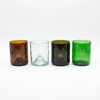 Set di 4 bicchieri colorati da 250 ml in vetro recuperato